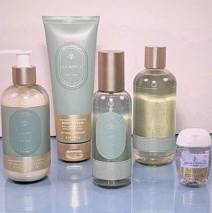 5 Piece Set Aromatherapy Eucalyptus Perfume Foam Wash Cream Bath & Body Works