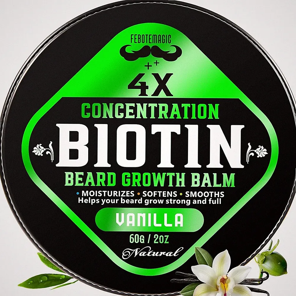 Biotin Beard Growth Balm for Men – Conditioning & Thickening Balm with Castor