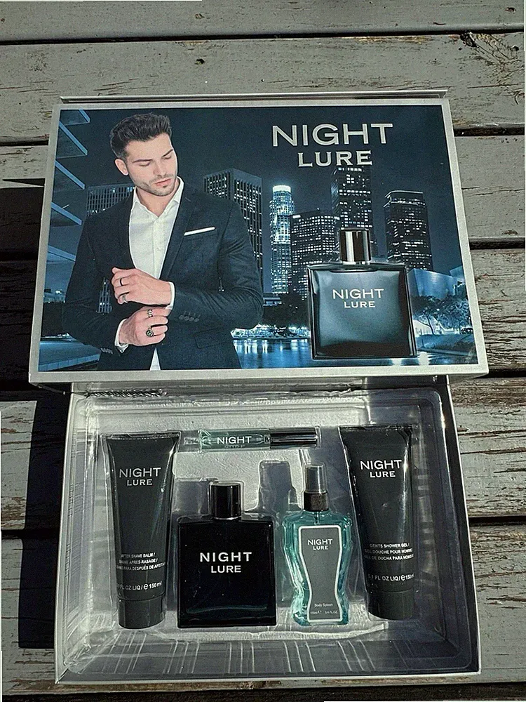 Night Lure Men's Fragrance Gift Set Body Spray Aftershave Balm Shower Gel EDT